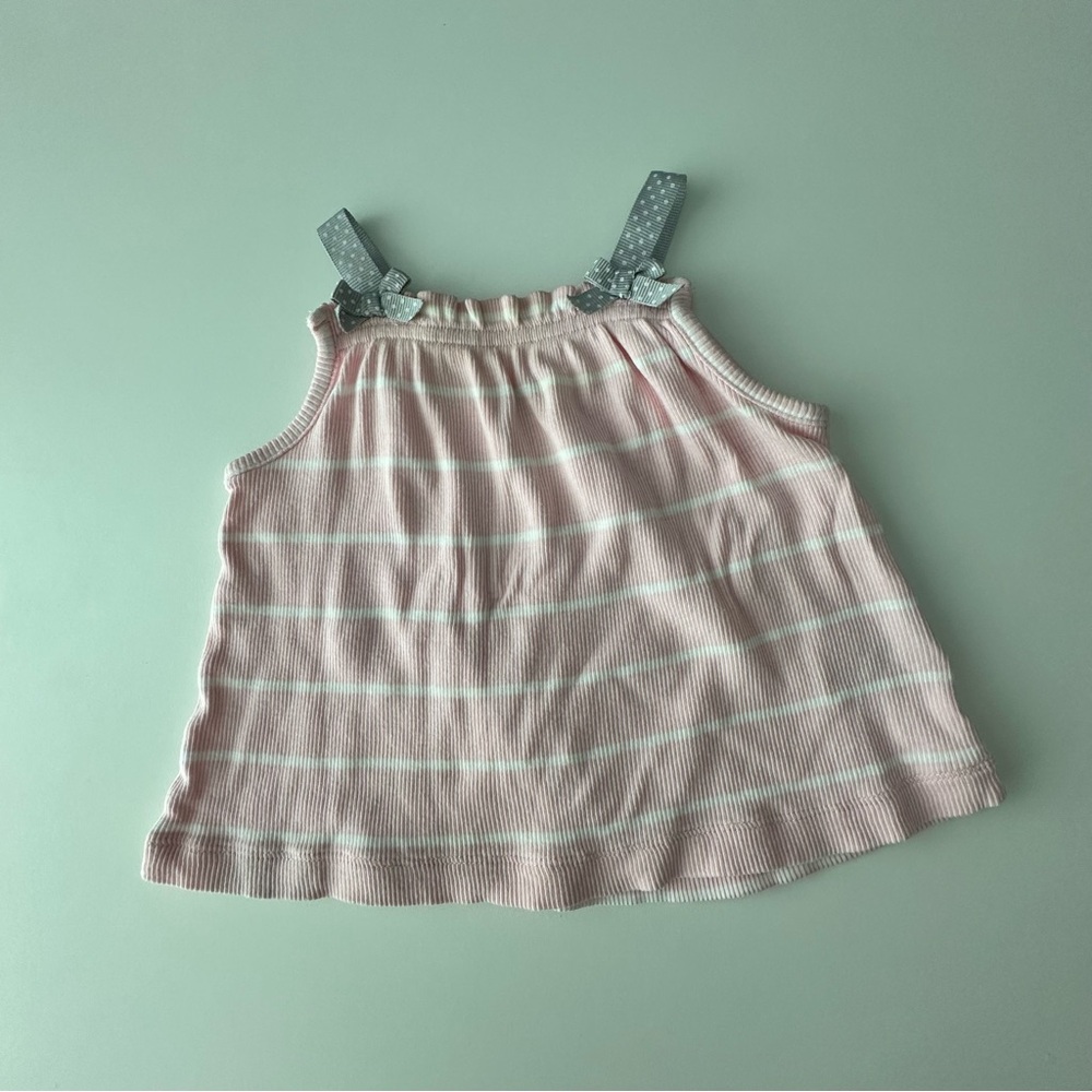 Carter's Pink and Grey Bows Camisole with White Vertical Stripes 12 M